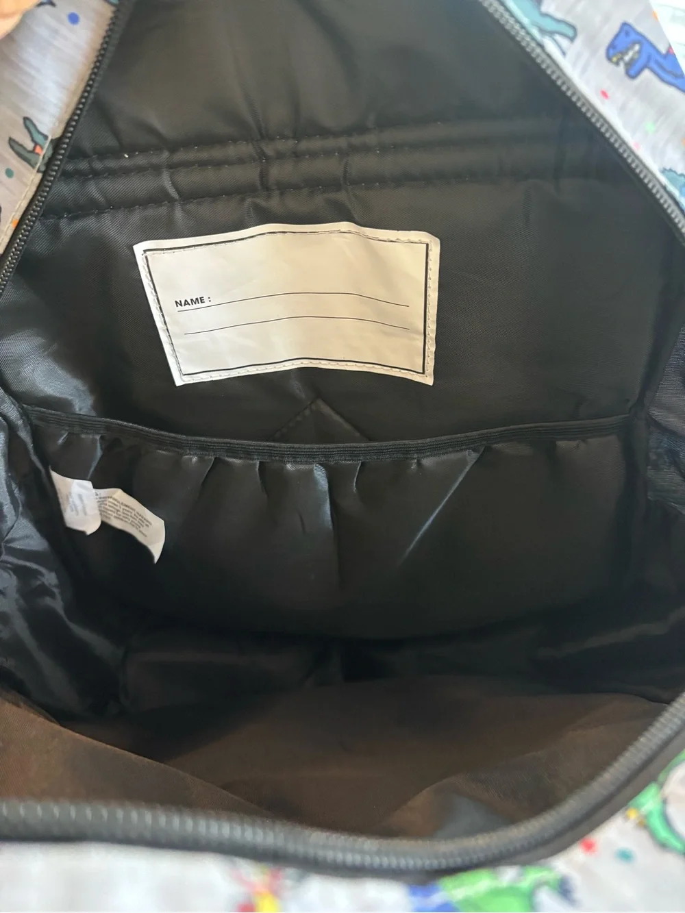 Tommy Bahama Kids Gray Backpack with Multicolor Dinosaur Print
